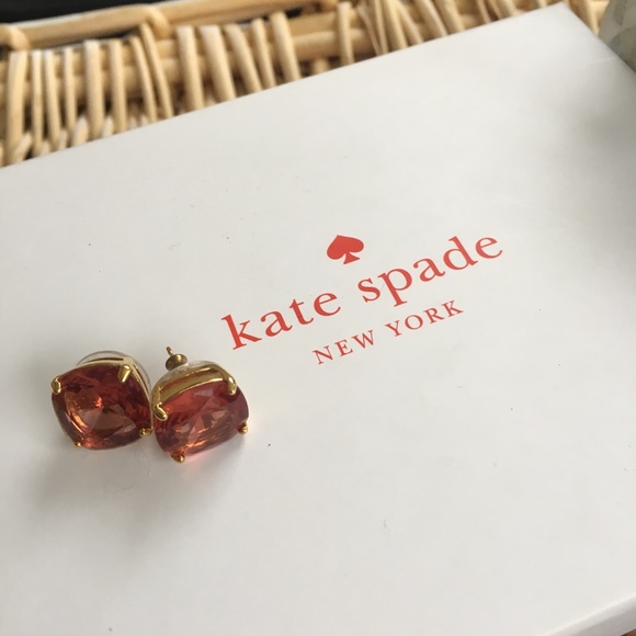 kate spade Jewelry - Kate Spade Dark Pink Gold Earrings